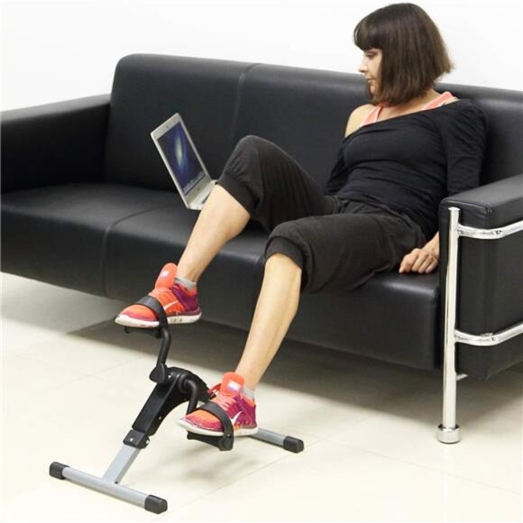Folding Pedal Exerciser, Mini Exercise Bike Under Desk Bike Foot Pedal Foot Hand - Picture 3 of 6